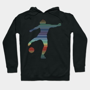 Retro Footballer In 80s Rainbow Colors Hoodie